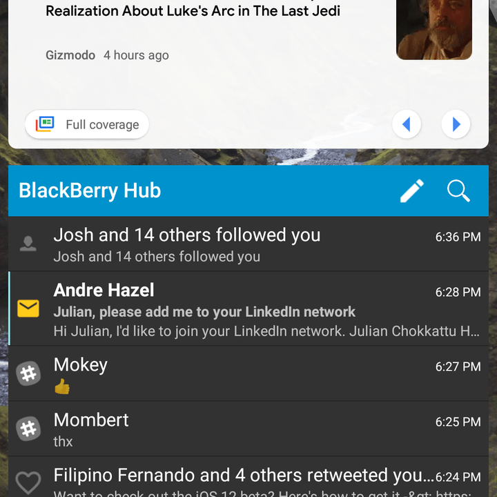 blackberry key2 screens agenda