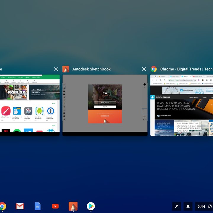 chrome os tablet experience task view