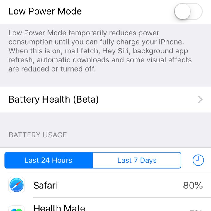 iPhone battery percentage