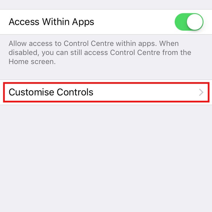 iPhone Control Center
