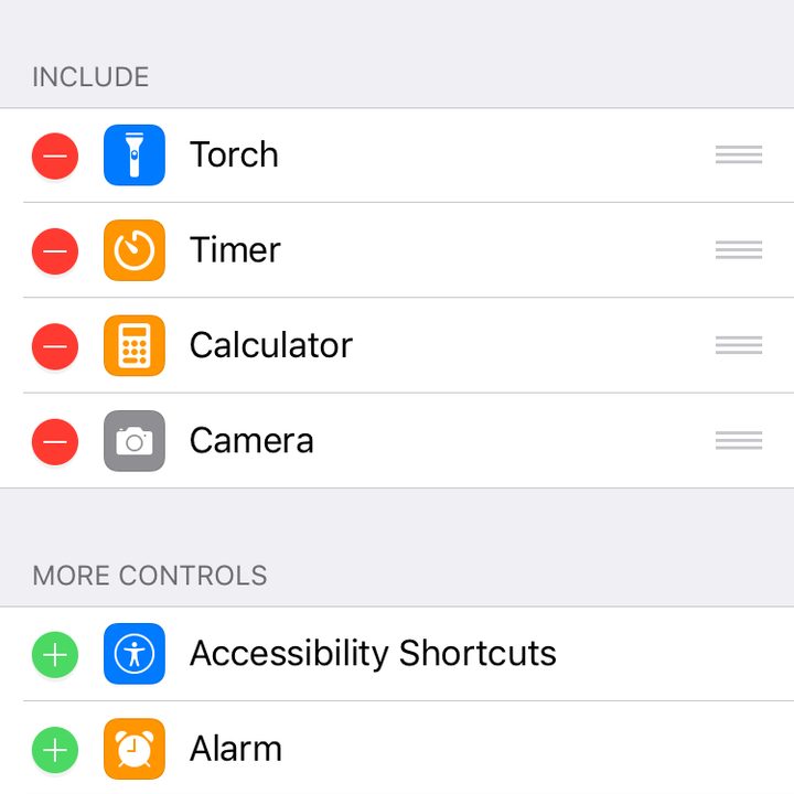 iPhone Control Center