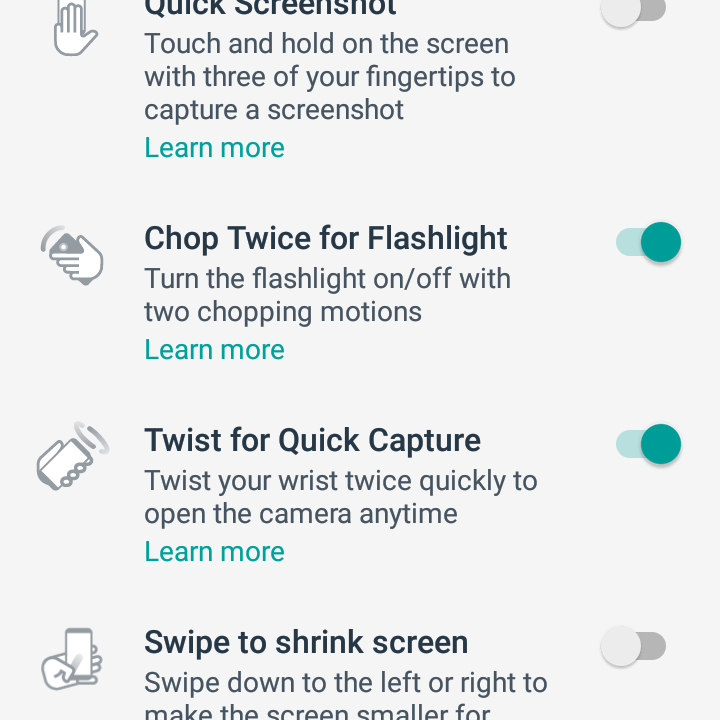 moto g6 play screenshot actions
