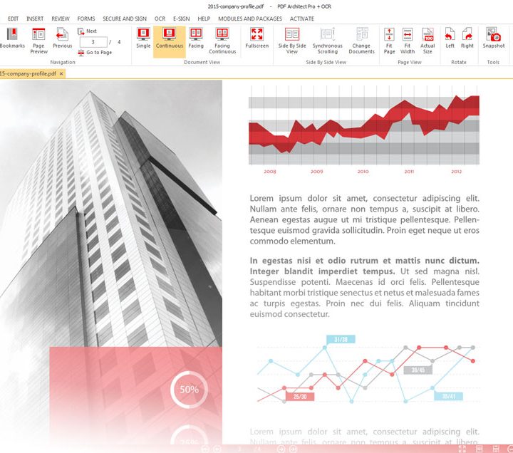 An opened document in PDF Architect.