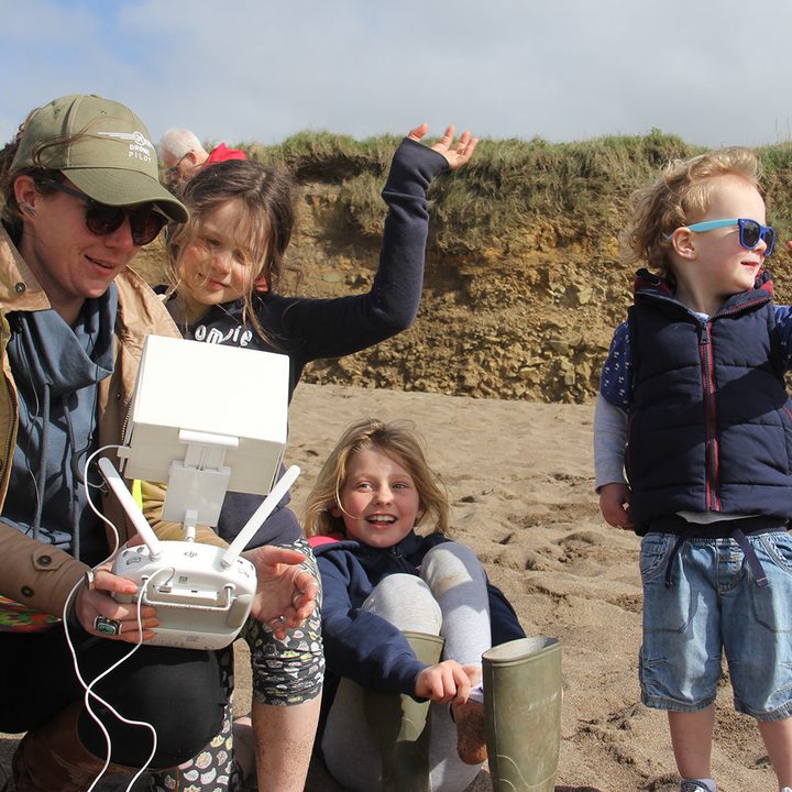 showing kids drone