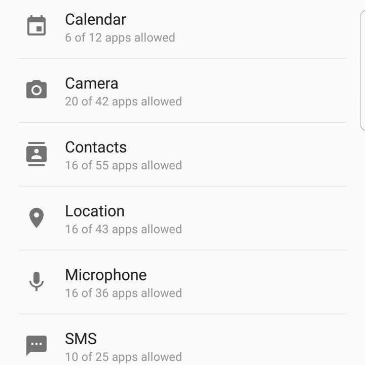 Galaxy S7 app permissions