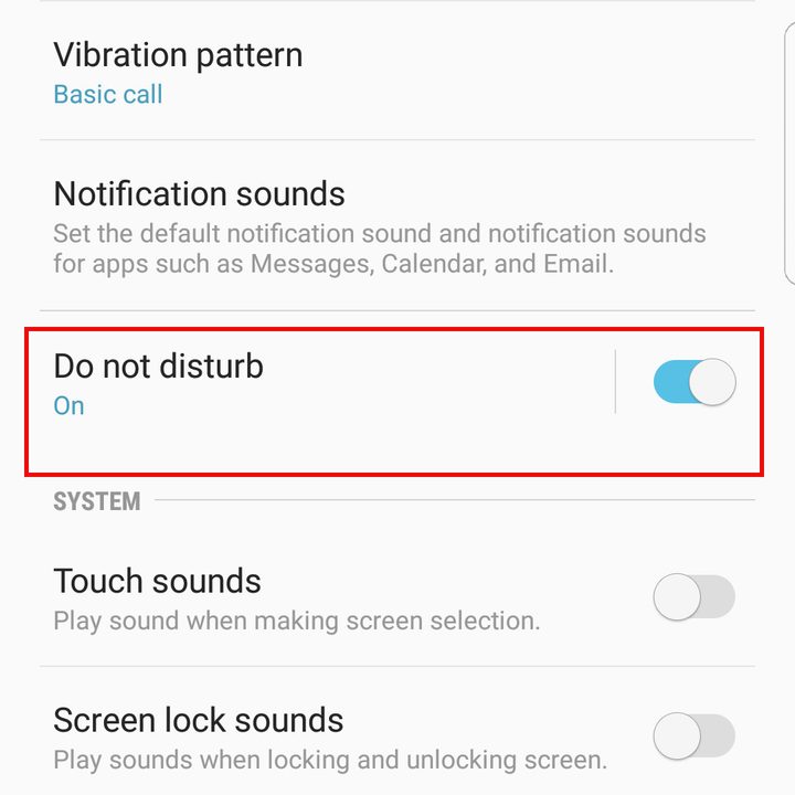 Galaxy S7 Do Not Disturb