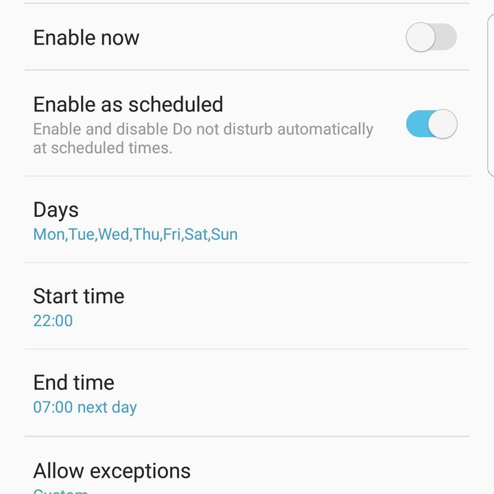 Galaxy S7 Do Not Disturb