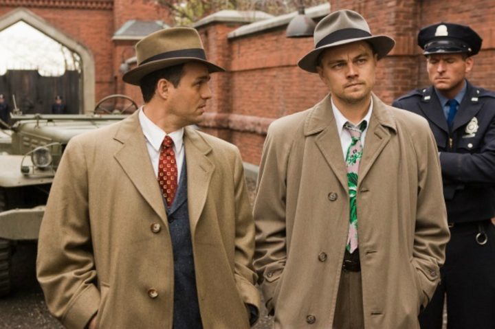 Mark Ruffalo looking at Leonardo DiCaprio in Shutter Island.