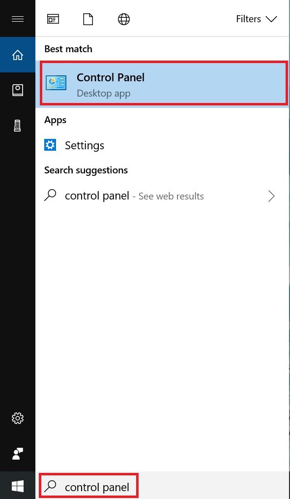 Find and open Windows Control Panel