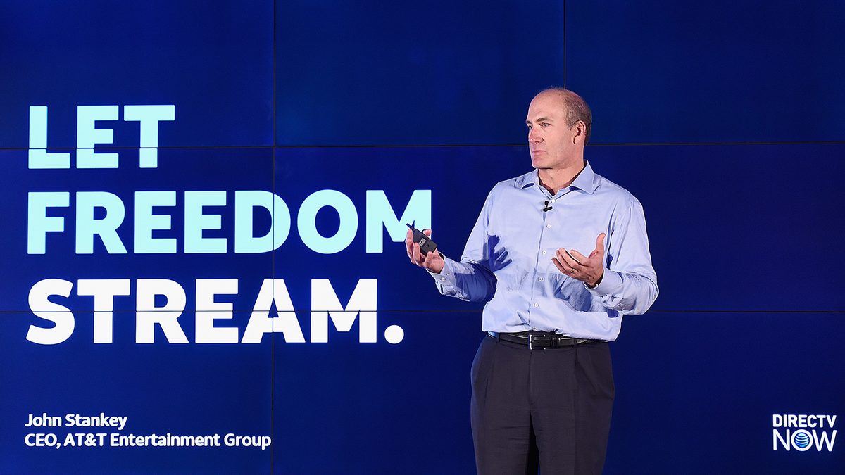 CEO of AT&T Entertainment Group John Stankey speaks onstage during AT&T's celebration of the Launch of DIRECTV NOW at Venue 57 on November 28, 2016 in New York City.