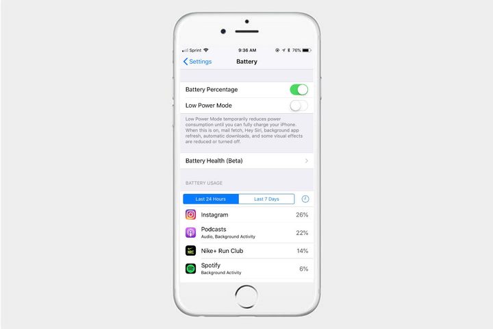 How to show the battery percentage on an iPhone