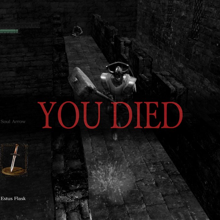 You Died screen in Dark Souls.