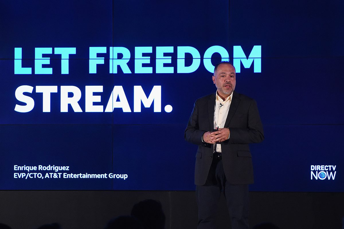 EVP and CTO of AT&T Entertainment Group Enrique Rodriguez speaks onstage during AT&T's celebration of the Launch of DIRECTV NOW.