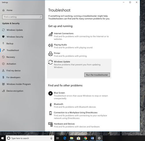 Troubleshooting Update