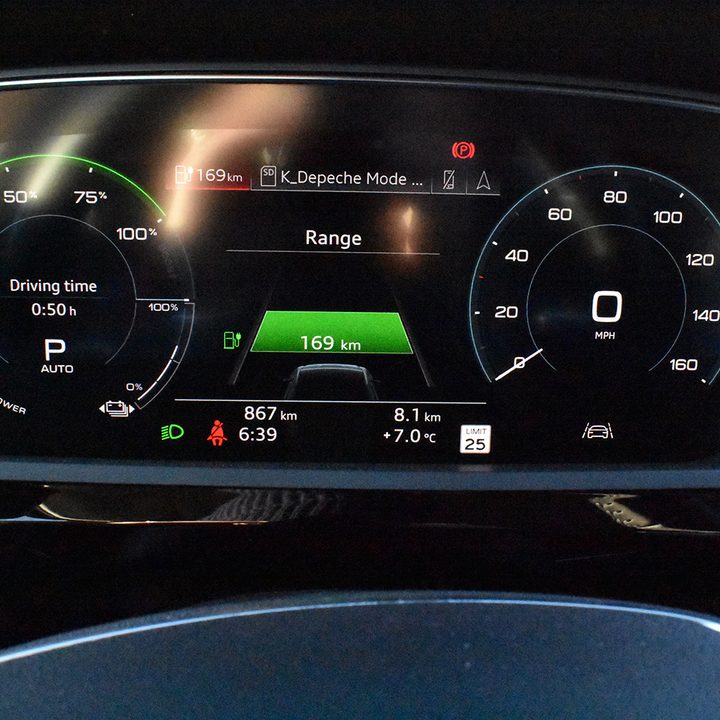 Audi E-Tron Electric SUV spedometer