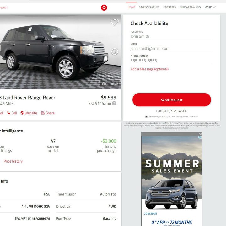 Autolist car listing.