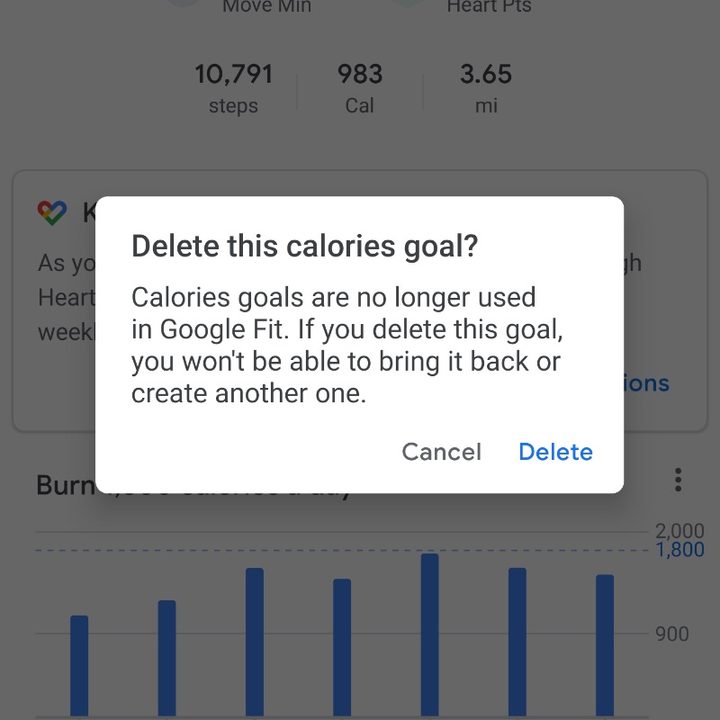 google fit tips recommendations calories goal