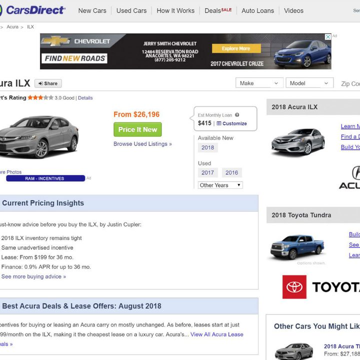 CarsDirect car listing.