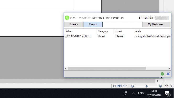 ai malware cylance antivirus interface 2
