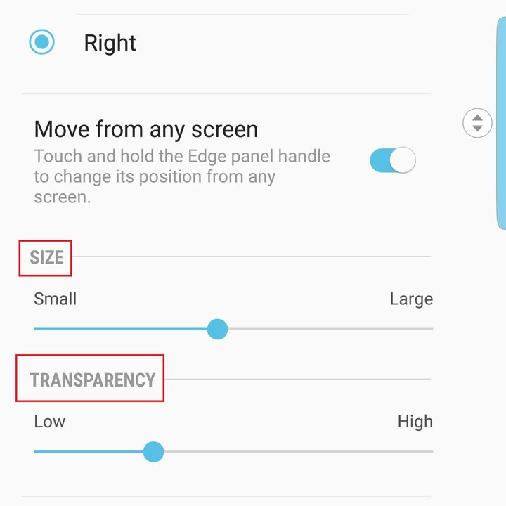 samsung galaxy note 9 settings edge panel transparency