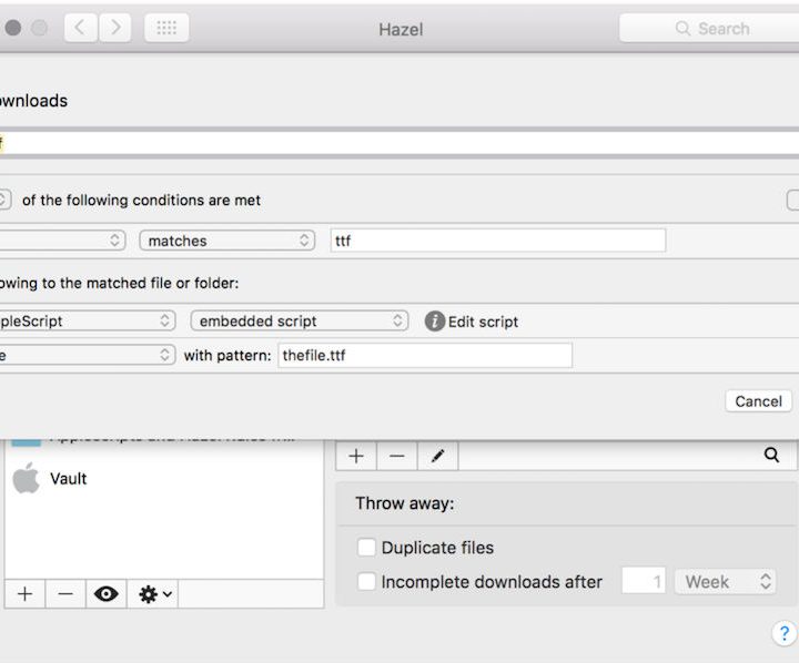 Hazel running on a Mac.