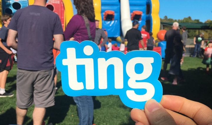 Ting mobile used in crowd.