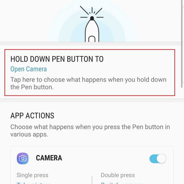 samsung galaxy note 9 settings s pen hold down