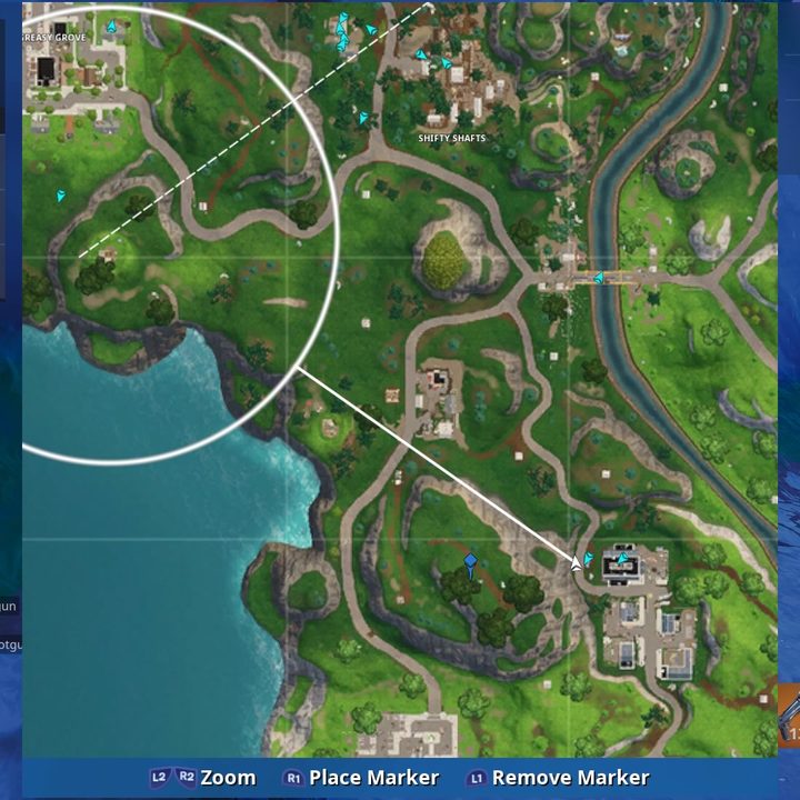 Fortnite search between three oversized seats week 8 challenge battle star