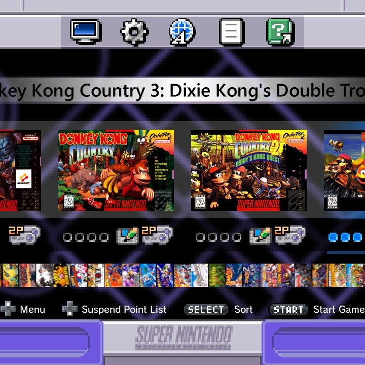 SNES Mini menu screen.