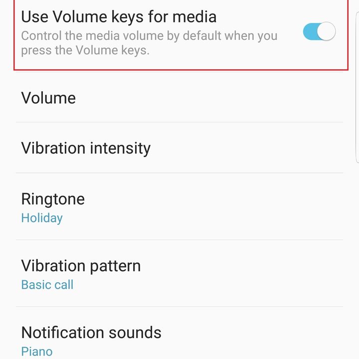 samsung galaxy note 9 settings volume keys for media