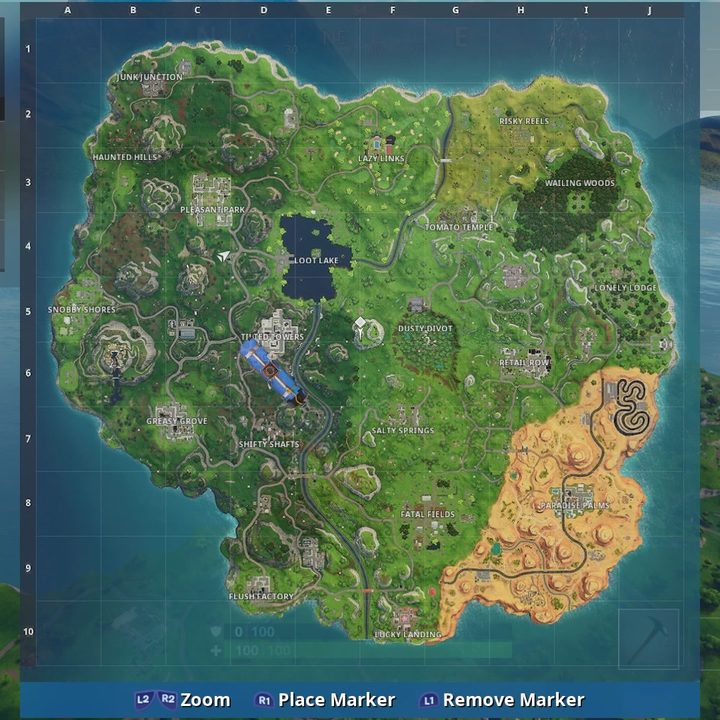 Fortnite Week 7 Challenge Visit different named locations in a single match