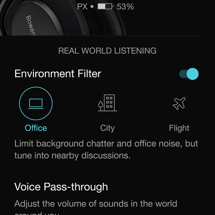 bowers and wilkins px headphones review screen 3