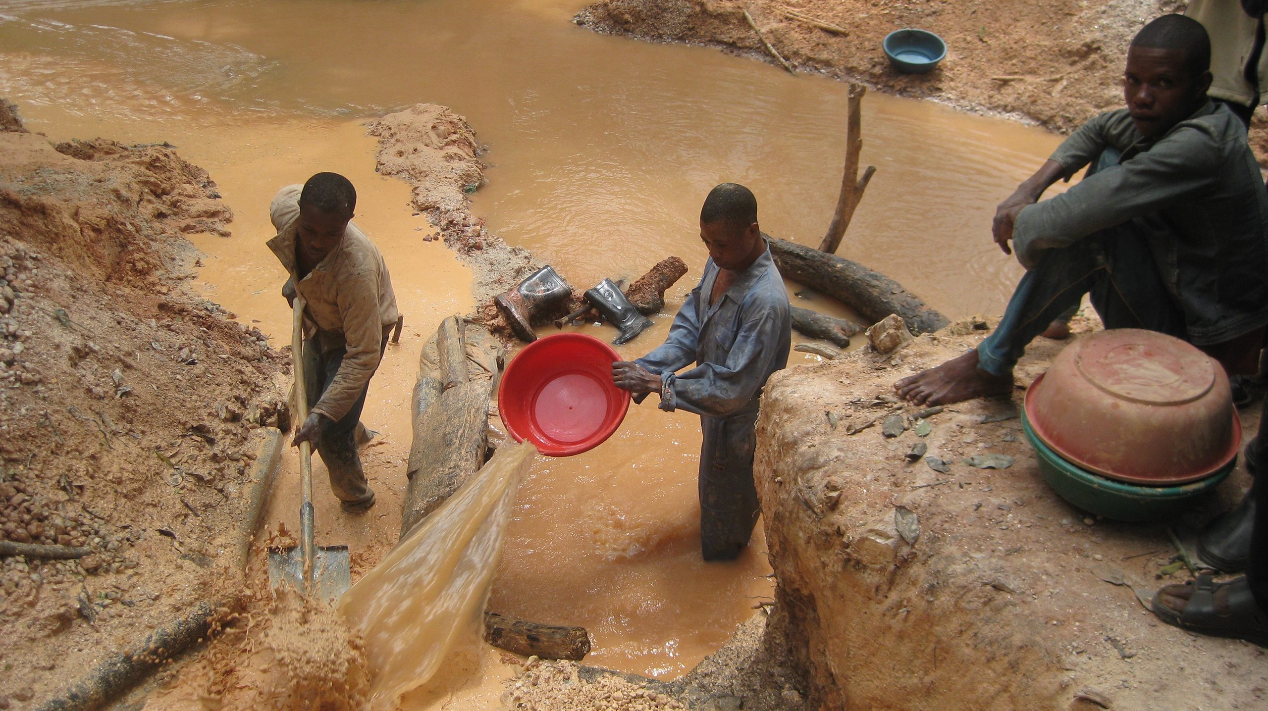 sifting for minerals