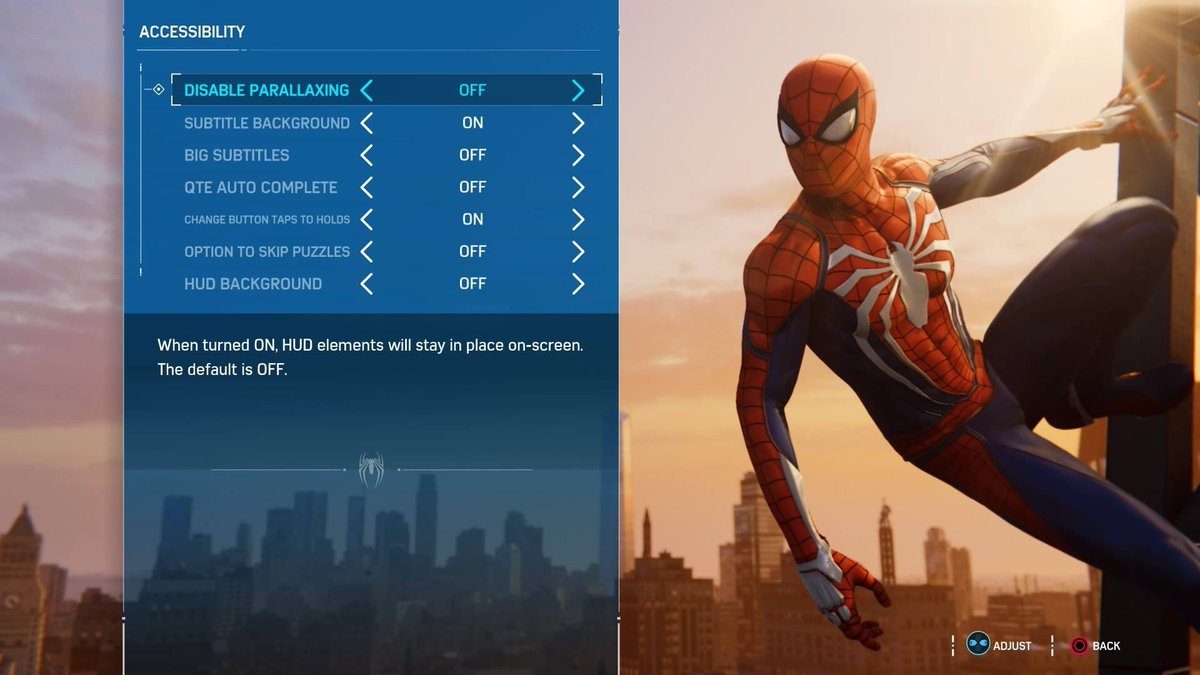 spiderman settings