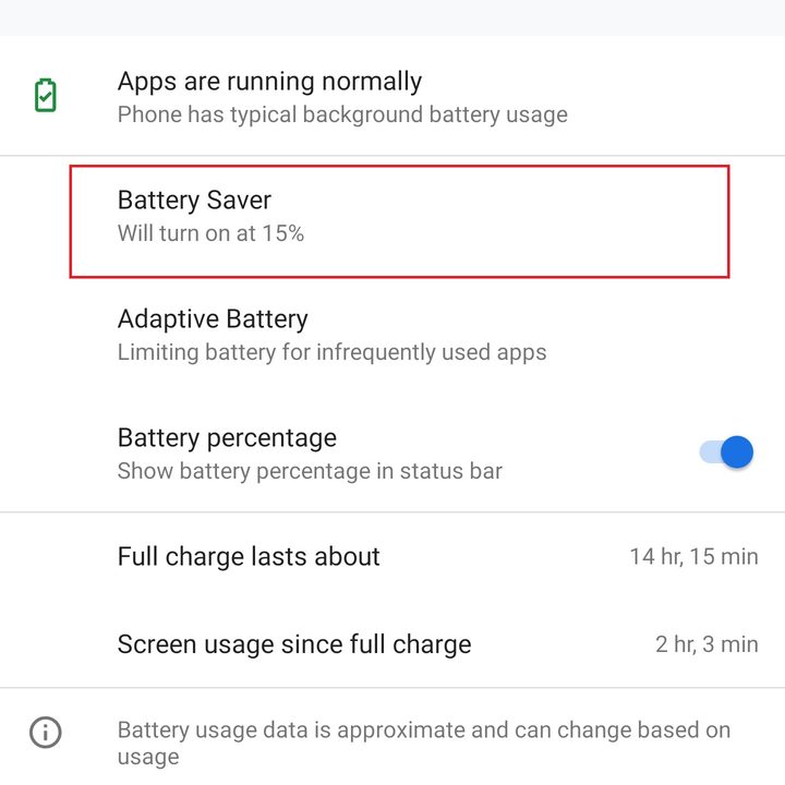 google pixel 3 settings battery saver