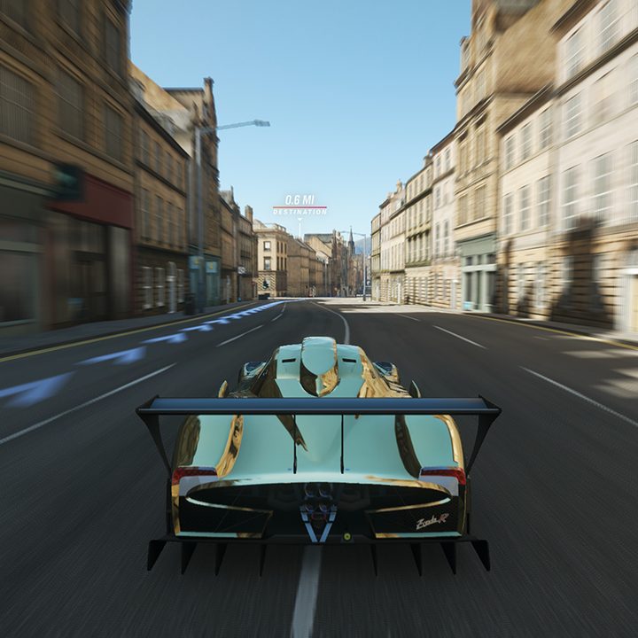 A car racing in Forza Horizon 4.