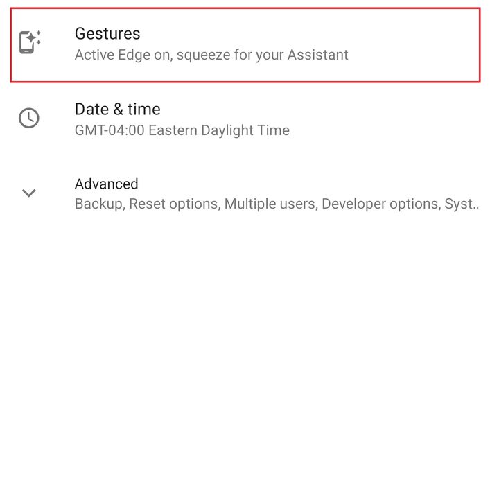 google pixel 3 settings gestures setting