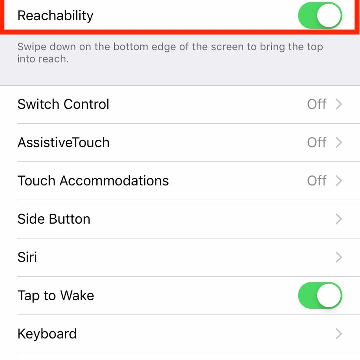 iphone xr settings ios 12 reachability 2