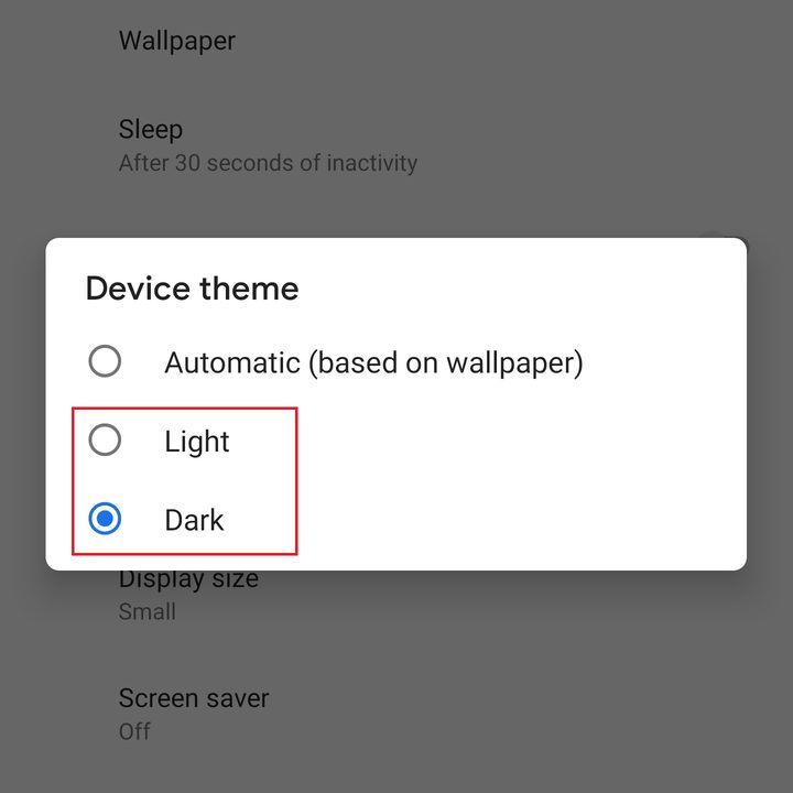 google pixel 3 settings light dark device theme