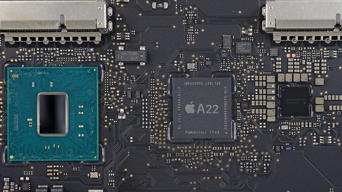Illustration of futuristic Apple A22 chipset