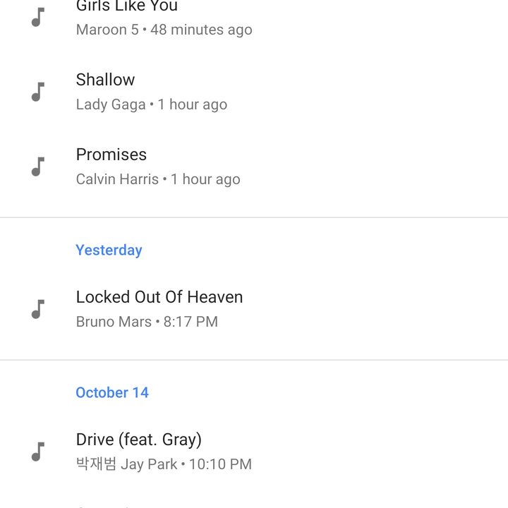 google pixel 3 settings now playing history