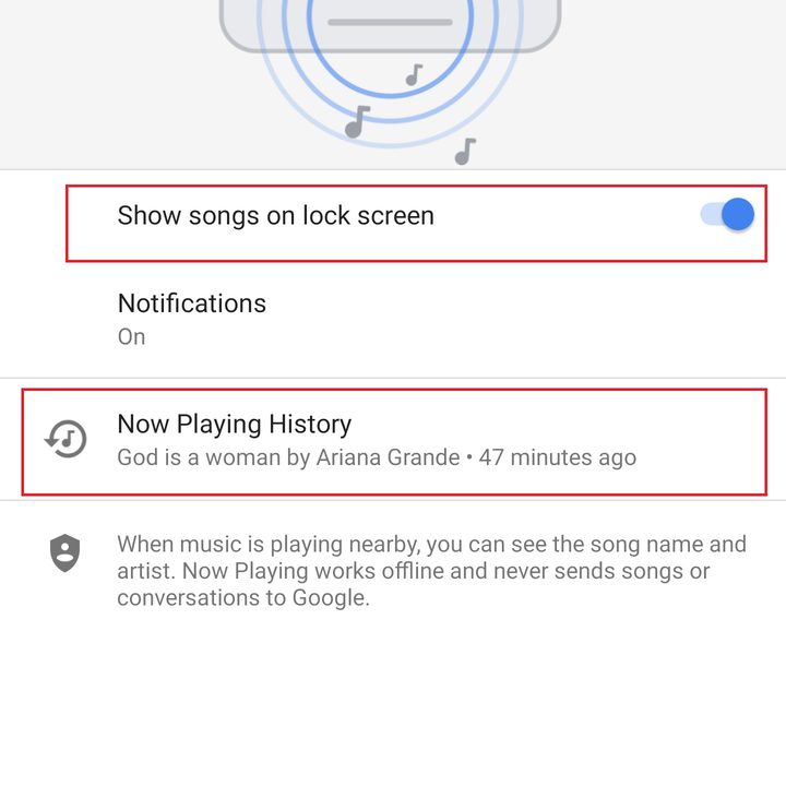google pixel 3 settings now playing toggle on