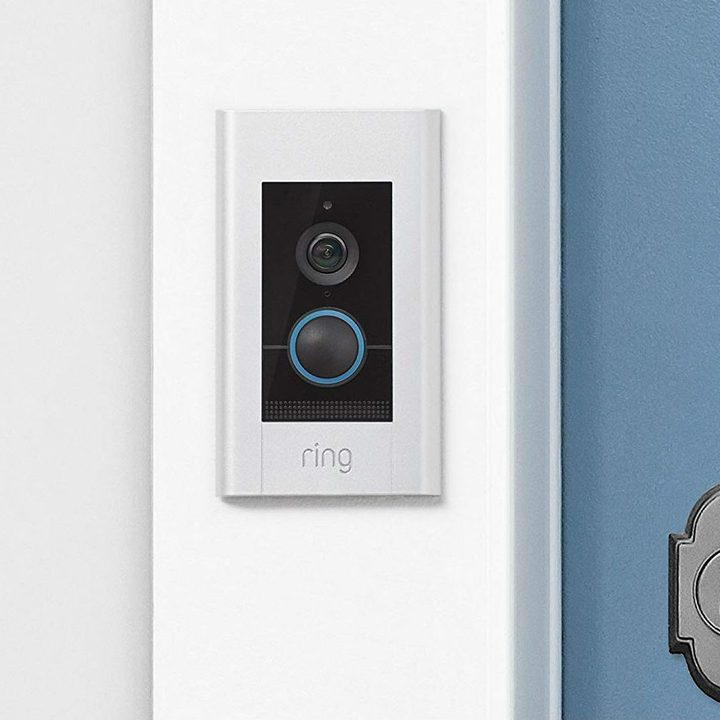 Ring Video Doorbell Elite installed at front door.