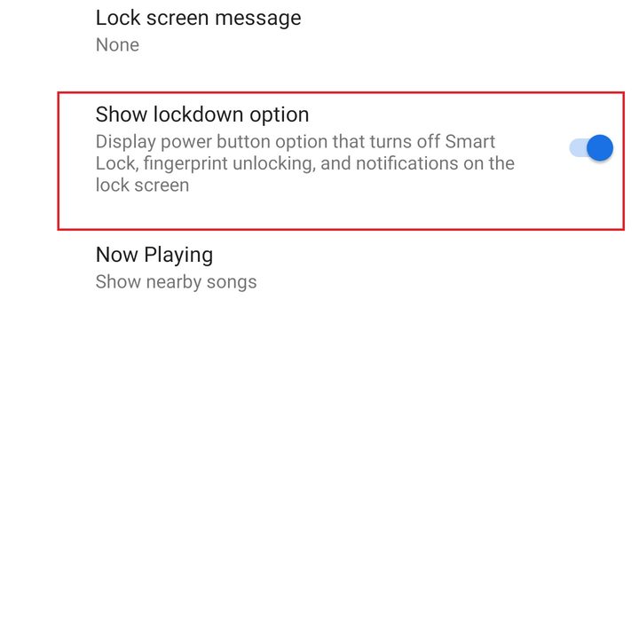 show lockdown option pixel 3