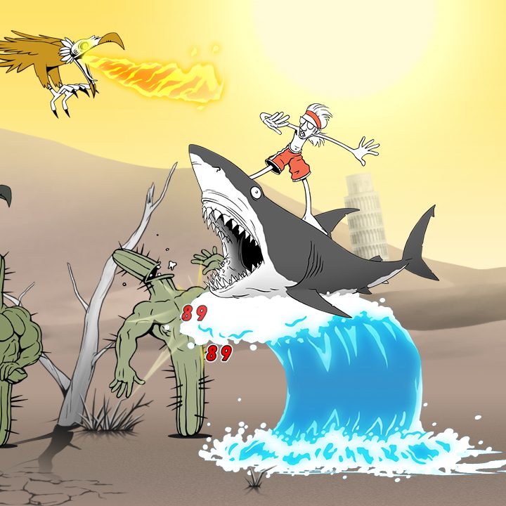 Daryl on shark in Super Daryl Deluxe.