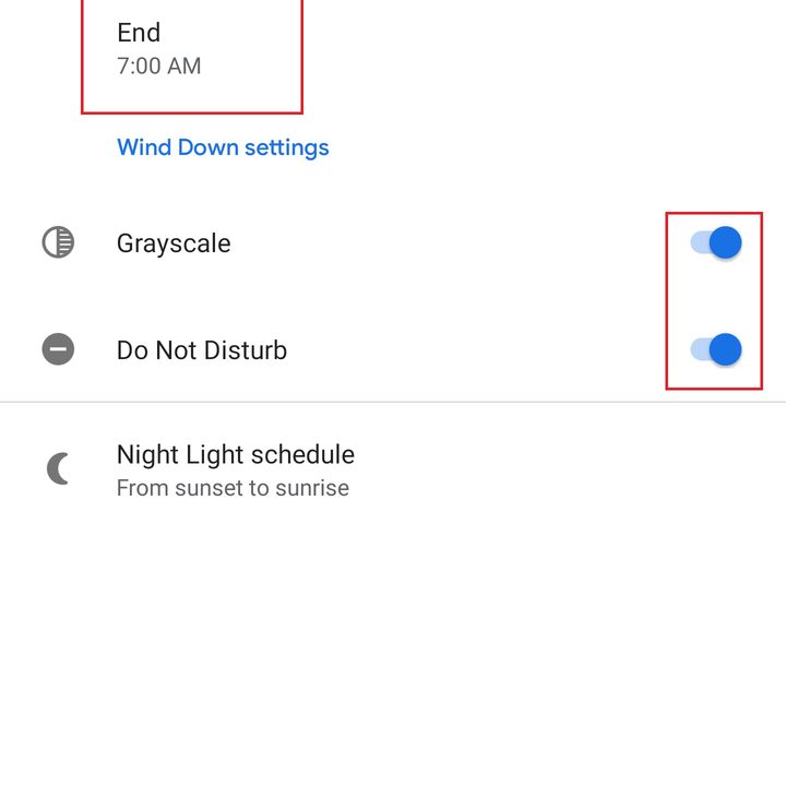 google pixel 3 settings wind down