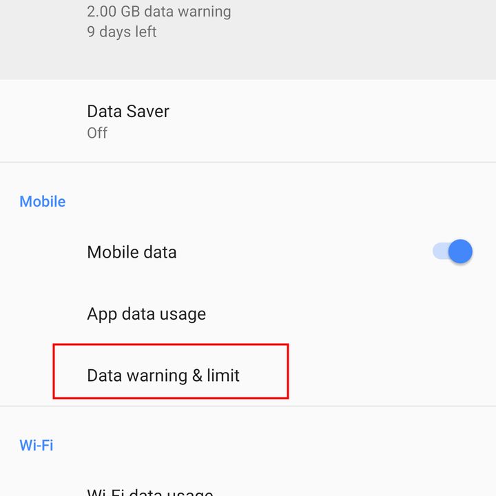 sony xperia xz3 settings data limits 3