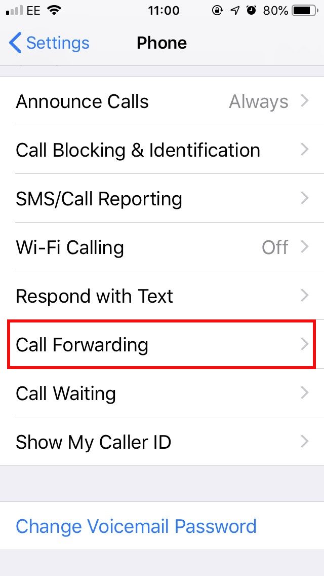 iPhone call forwarding