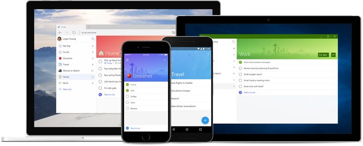 Microsoft To-Do pictured on several platforms