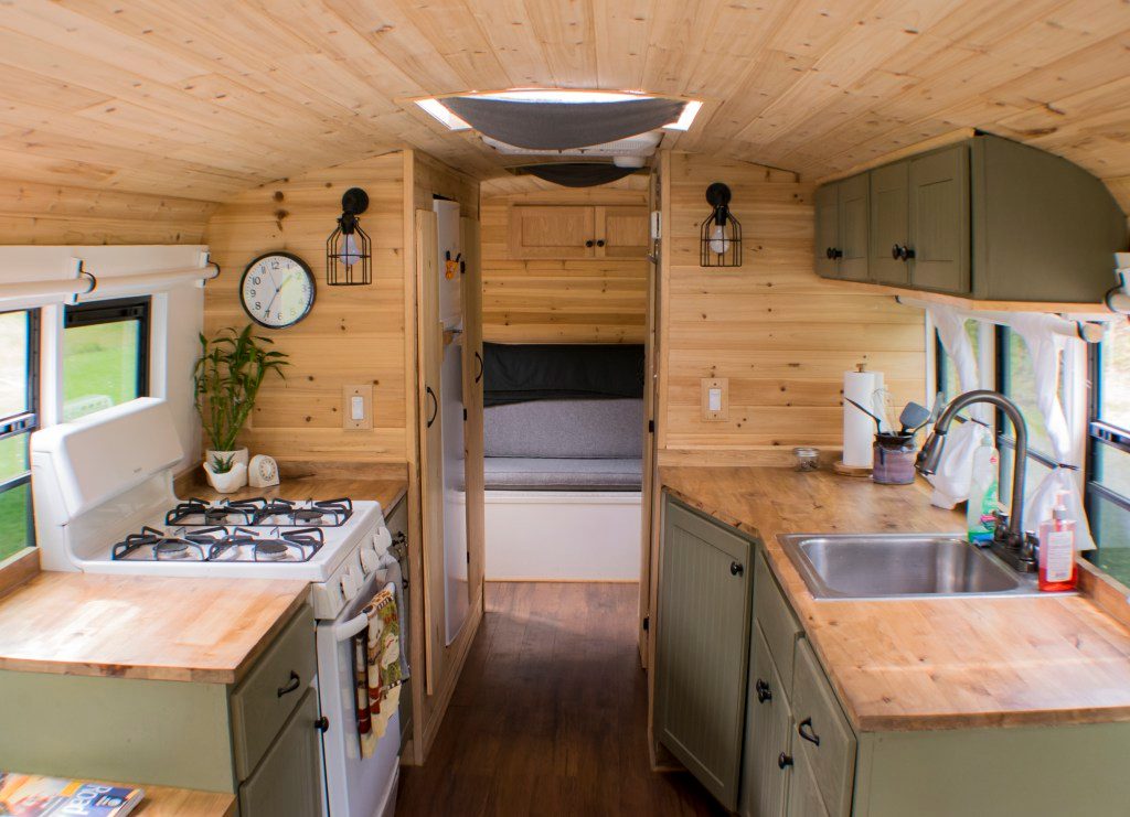 bus converted to solar powered tiny home on wheels nn 0244